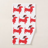 Rode Teckel met een Santa Claus Pet Bad Handdoek (Handdoek)
