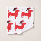 Rode Teckel met een Santa Claus Pet Bad Handdoek (Wasdoekje)