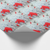 Rode Teddy-beer in de kerstboom Cadeaupapier (Hoek)