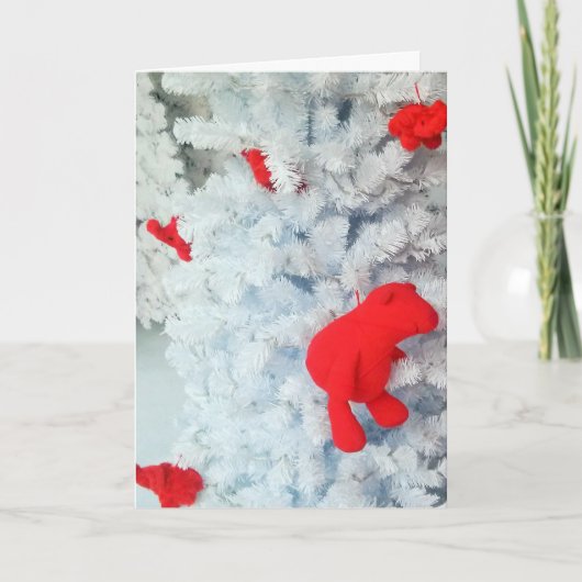 Rode Teddy-beer in de kerstboom Feestdagen Kaart (Voorkant)