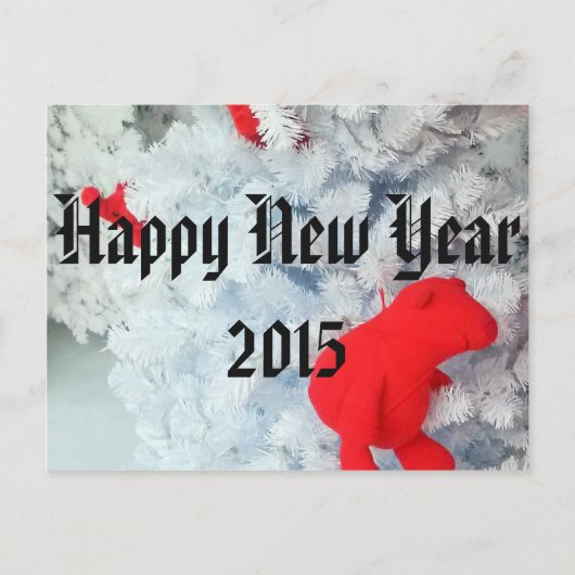 Rode Teddy-beer in de kerstboom Feestdagenkaart (Voorkant)