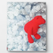 Rode Teddy-beer in de kerstboom Fotoplaat (Voorkant)