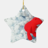 Rode Teddy-beer in de kerstboom Keramisch Ornament (Voorkant)