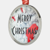 Rode Teddy-beer in de kerstboom Metalen Ornament (Links)