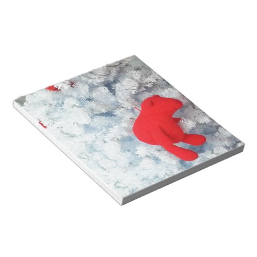 Rode Teddy-beer in de kerstboom Notitieblok (Schuin)