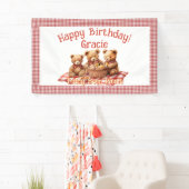 Rode Teddybeer picknick Happy Birthday Spandoek (Insitu)
