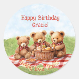 Rode teddybeer picknick verjaardagsfeest Sticker