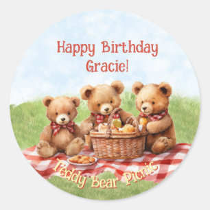 Rode teddybeer picknick verjaardagsfeest Sticker