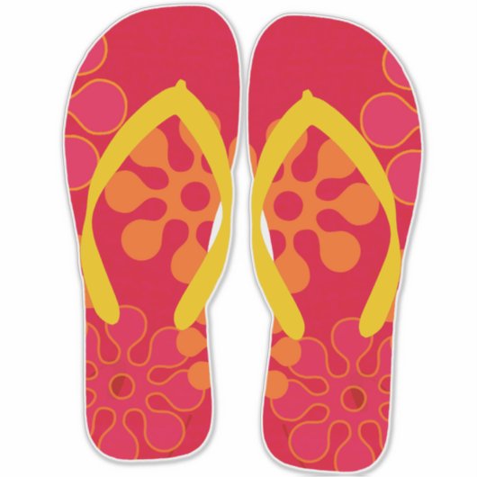 Rode Teenslippers Beach Sandalen Sticker (Voorkant)