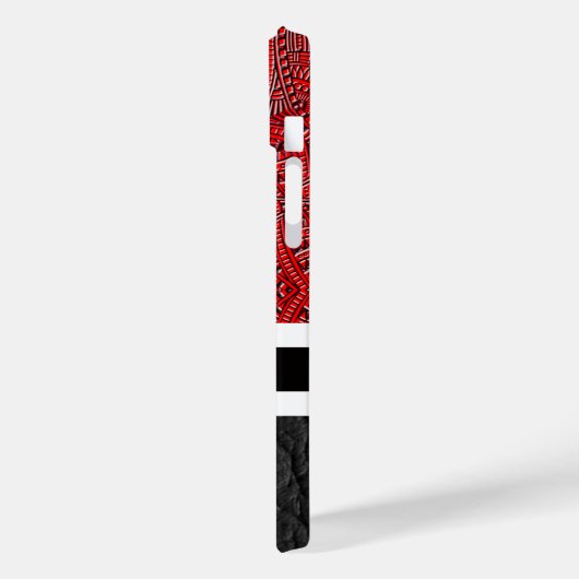 Rode teenwilgen, abstract en zwart leder en monogr Case-Mate iPhone case (Achterkant / Links)