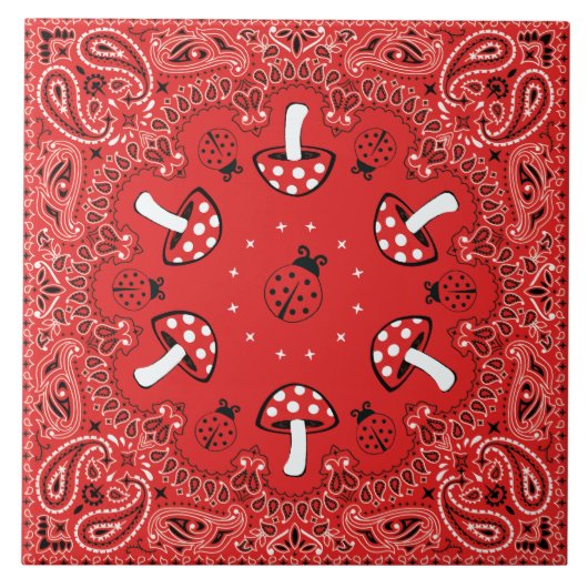 rode tegel van bandana tegeltje (Voorkant)