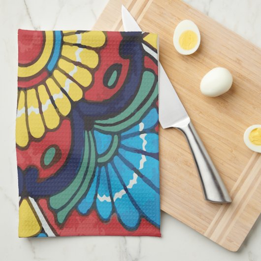 Rode tegelmexicaanse talavera keramiek theedoek (Quarter Fold)