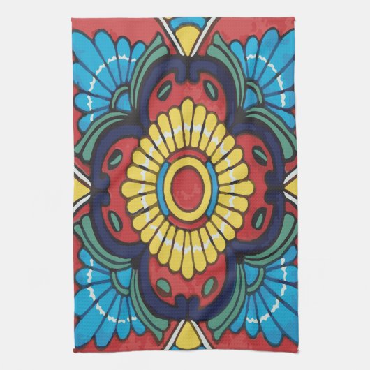 Rode tegelmexicaanse talavera keramiek theedoek (Verticaal)