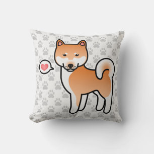 Rode Tekenfilm Shiba Inu Liefde Kussen