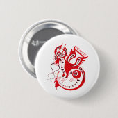 Rode Tekening Chinese Draak Ronde Button 5,7 Cm (Voorkant /achterkant)