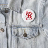 Rode Tekening Chinese Draak Ronde Button 5,7 Cm (In situ)