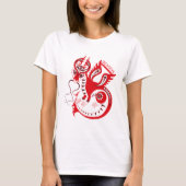 Rode tekening Chinese draak T-shirt (Voorkant)