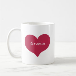 Rode Tekening Liefdeshart met Aangepaste Naam of T Koffiemok