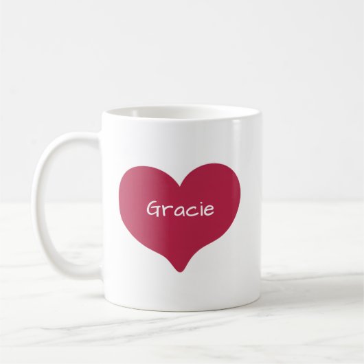 Rode Tekening Liefdeshart met Aangepaste Naam of T Koffiemok (Links)