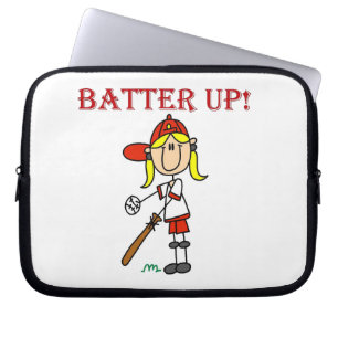 Rode tekst Batter Up Meisjes Softbal T-shirts en C Laptop Sleeve