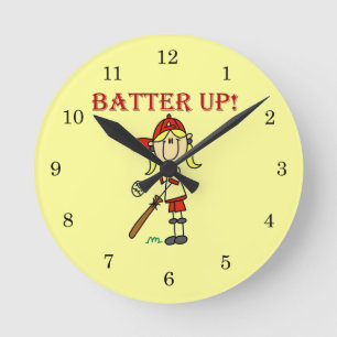 Rode tekst Batter Up Meisjes Softbal T-shirts en C Ronde Klok