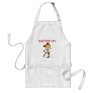 Rode tekst Batter Up Meisjes Softbal T-shirts en C Standaard Schort
