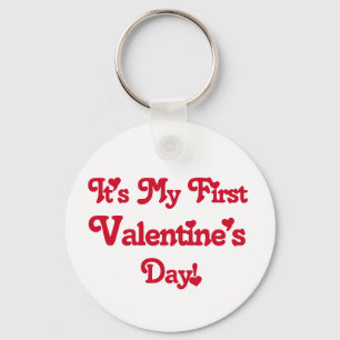 Rode tekst, eerste Valentijnsdag, T-shirts en cade Sleutelhanger