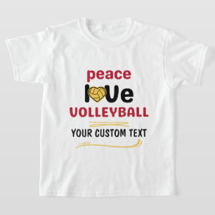 rode tekst voor Peace Love Volleyball-speler T-shirt