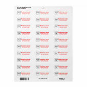 Rode Tekst Zakelijk Retouradres Label (Full Sheet)