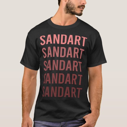 Rode tekst zand kunst t-shirt (Voorkant)