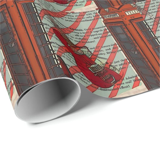 Rode Telefoon Band Rock Op Roll Elektrische Gitaar Cadeaupapier (Rol Hoek)