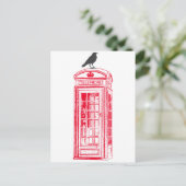 Rode Telefoon Booth & Raven Briefkaart (Staand voorkant)