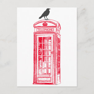  Rode Telefoon Booth & Raven Briefkaart