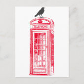  Rode Telefoon Booth & Raven Briefkaart (Voorkant)
