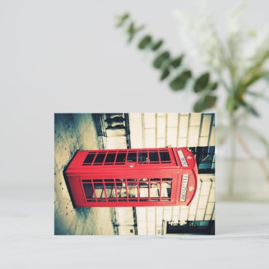 rode telefooncel briefkaart (Staand voorkant)