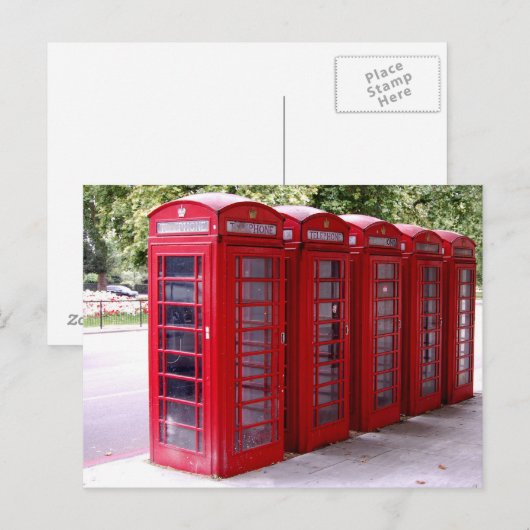 rode telefooncel-briefkaart briefkaart (Voorkant / Achterkant)