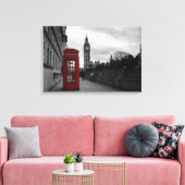 Rode telefooncel in Londen canvas Afdruk (Insitu (Woonkamer))