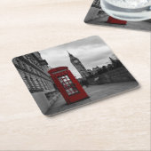 Rode telefooncel in Londen onderzetter (Schuin)