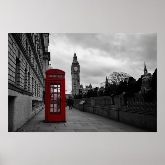 Rode telefooncel in Londen poster print (Voorkant)