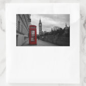 Rode telefooncel in Londen rechthoekige sticker (Tas)
