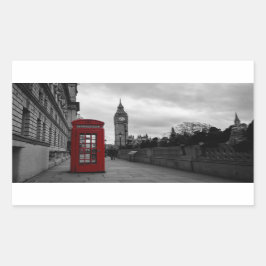 Rode telefooncel in Londen rechthoekige sticker