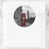Rode telefooncel in Londen ronde sticker (Tas)