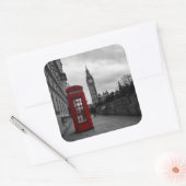 Rode telefooncel in Londen vierkante sticker (Envelop)