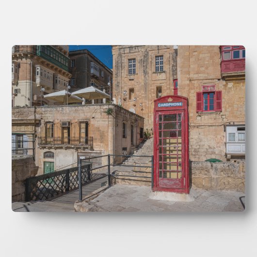 Rode telefooncel in Valletta Malta Fotoplaat (voorkant)