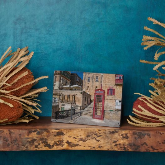 Rode telefooncel in Valletta Malta Fotoplaat (Zijkant)