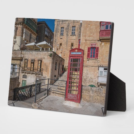 Rode telefooncel in Valletta Malta Fotoplaat (Zijkant)