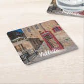 Rode telefooncel in Valletta Malta Kartonnen Onderzetters (Schuin)