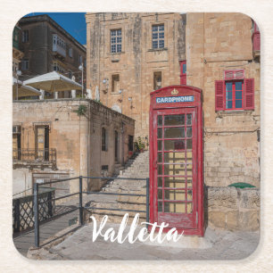 Rode telefooncel in Valletta Malta Kartonnen Onderzetters
