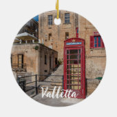 Rode telefooncel in Valletta Malta Keramisch Ornament (Achterkant)