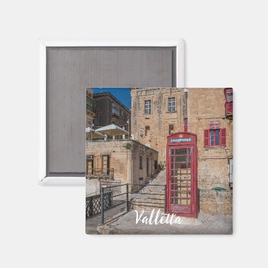 Rode telefooncel in Valletta Malta Magnet (Voorkant / Achterkant)